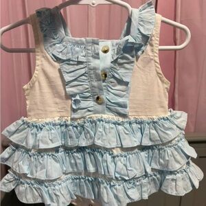 kate quinn Cream and Light Blue Ruffle Bubble